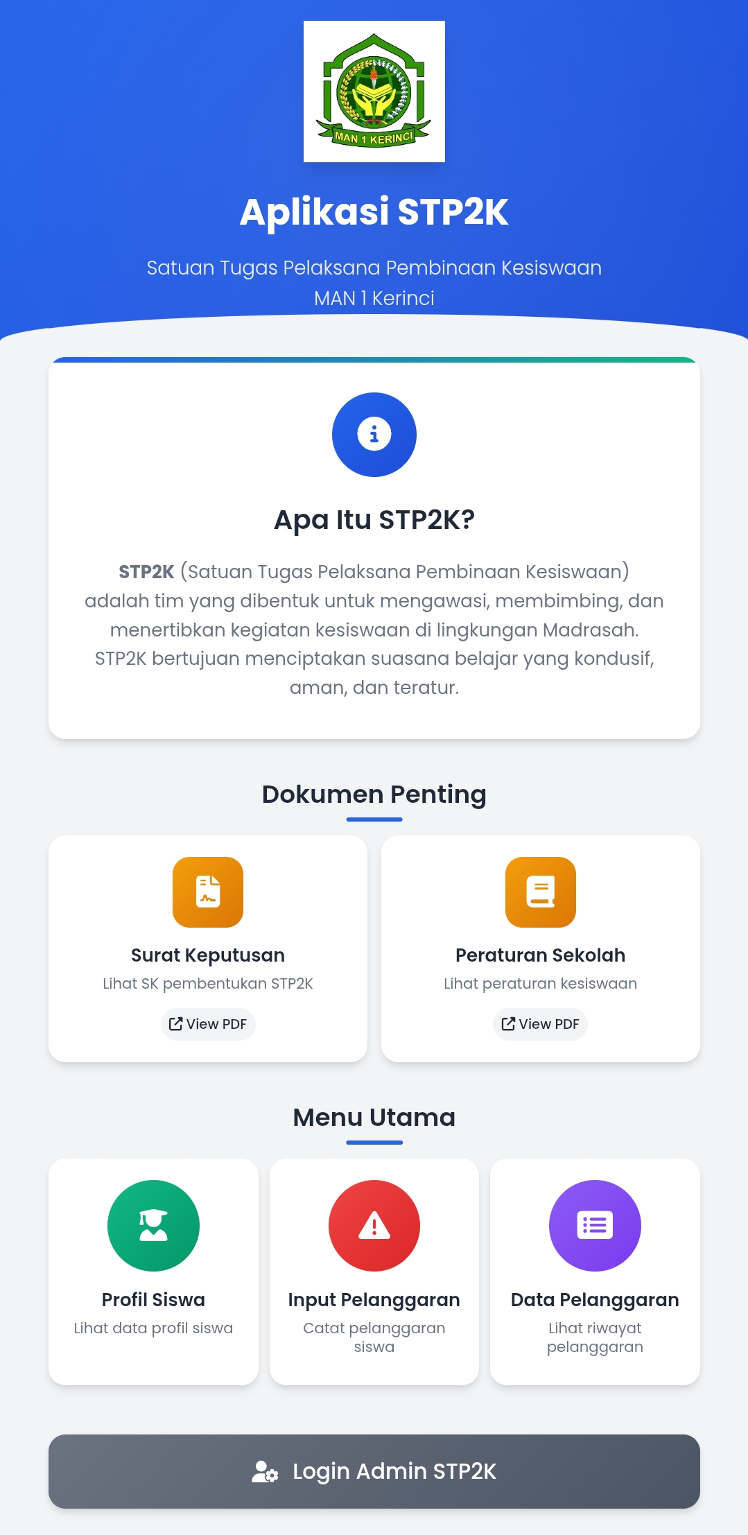 Aplikasi STP2K MAN 1 Kerinci